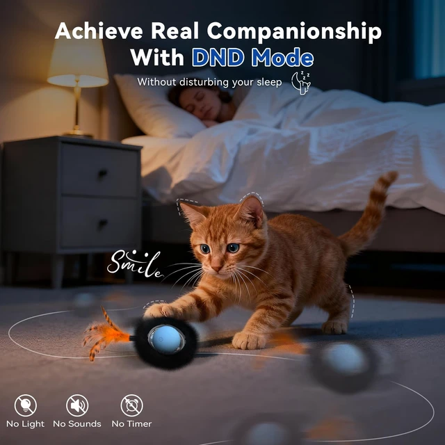 Alt view image 6 of 7 - Interactive Cat Toy for Indoor Cats, Motion Activated Ball &7-Hole Maze Mat | Hide and Seek Exercise Game for Indoor Cats, Automatic Moving Cat Ball in Pouch, Rechargeable Kitten Toys (Starry Night)