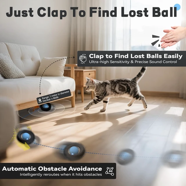 Alt view image 5 of 7 - Interactive Cat Toy for Indoor Cats, Motion Activated Ball &7-Hole Maze Mat | Hide and Seek Exercise Game for Indoor Cats, Automatic Moving Cat Ball in Pouch, Rechargeable Kitten Toys (Starry Night)
