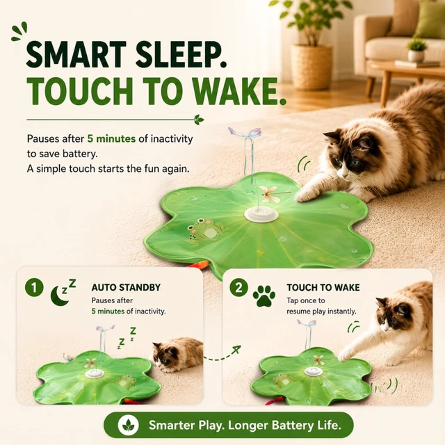 Alt view image 6 of 7 - Interactive Cat Toys for Indoor Cats, Automatic Rechargeable Cat Toy | Hide & Seek Feather Teaser, 360° Moving Butterfly, Bird Chirping, 3 Play Modes, USB-C Charging, Cat Enrichment Toy