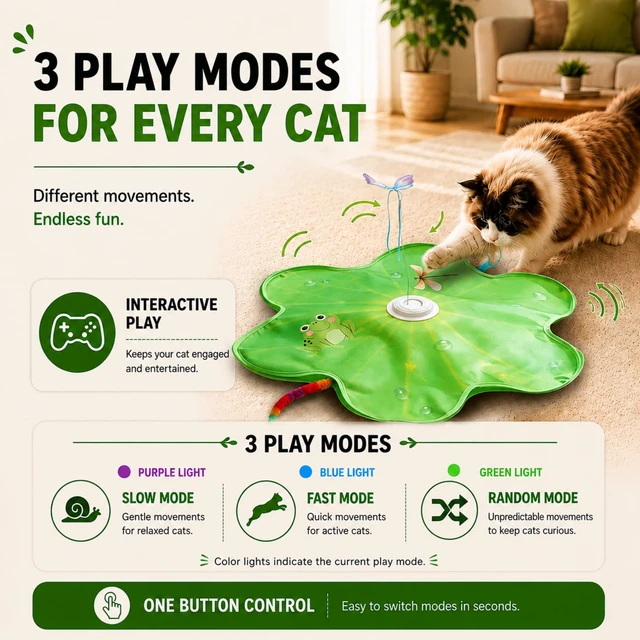 Alt view image 7 of 7 - Interactive Cat Toys for Indoor Cats, Automatic Rechargeable Cat Toy | Hide & Seek Feather Teaser, 360° Moving Butterfly, Bird Chirping, 3 Play Modes, USB-C Charging, Cat Enrichment Toy