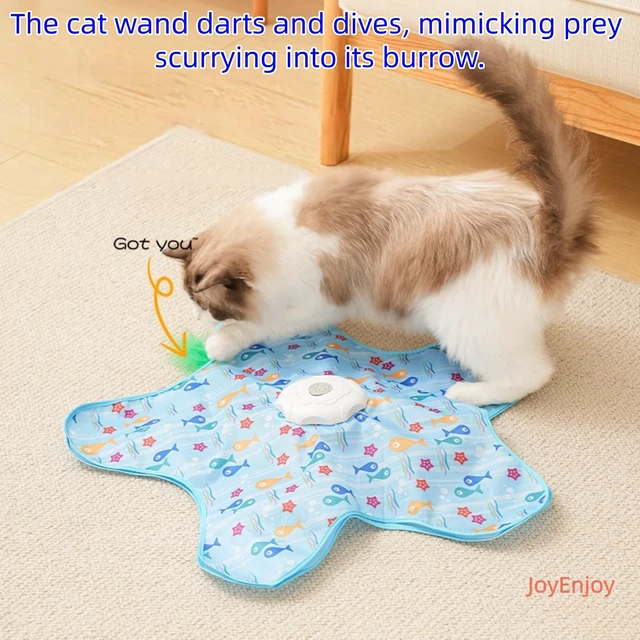 Alt view image 2 of 6 - Hide and Seek Interactive Cat Toys, Puzzle Motion Activated for Indoor Cats | Cat Enrichment & Stimulating, Electronic Design, Moving toy play mat, USB & Battery Powered, 5-Hole, Multi-Cat, Bird Sound