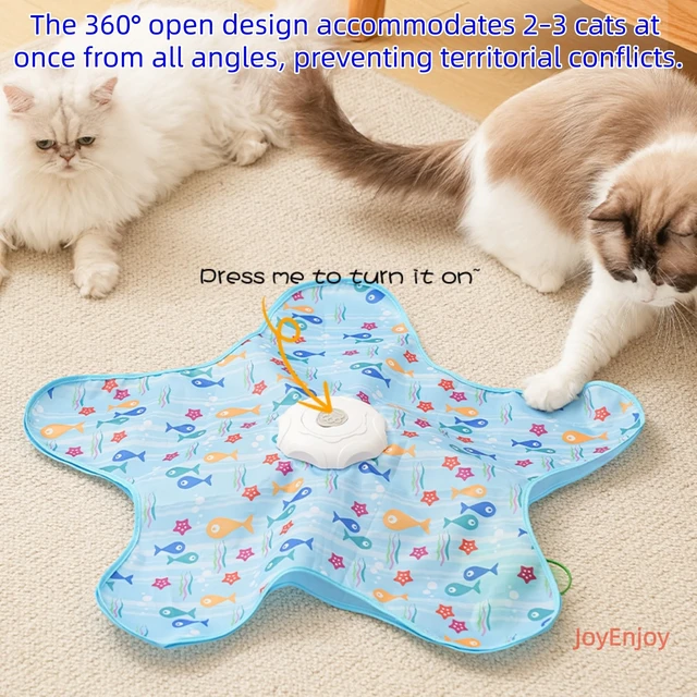 Alt view image 3 of 6 - Hide and Seek Interactive Cat Toys, Puzzle Motion Activated for Indoor Cats | Cat Enrichment & Stimulating, Electronic Design, Moving toy play mat, USB & Battery Powered, 5-Hole, Multi-Cat, Bird Sound