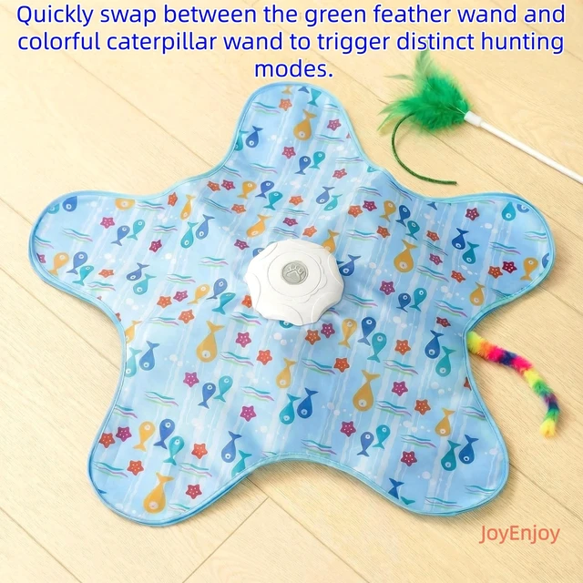 Alt view image 4 of 6 - Hide and Seek Interactive Cat Toys, Puzzle Motion Activated for Indoor Cats | Cat Enrichment & Stimulating, Electronic Design, Moving toy play mat, USB & Battery Powered, 5-Hole, Multi-Cat, Bird Sound