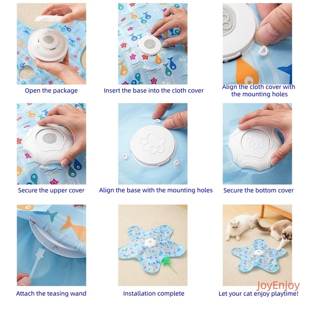 Alt view image 6 of 6 - Hide and Seek Interactive Cat Toys, Puzzle Motion Activated for Indoor Cats | Cat Enrichment & Stimulating, Electronic Design, Moving toy play mat, USB & Battery Powered, 5-Hole, Multi-Cat, Bird Sound