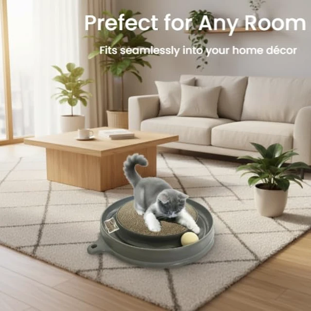 Alt view image 2 of 7 - Cat Scratcher Toy with Ball Track for Indoor Cats and Kittens, Gray | 3 in 1 Interactive Cat Toy, Cat Scratch Pad with Cat Ball Toy and Cat Mouse Toy, for Chasing Exercise, Protect Furniture