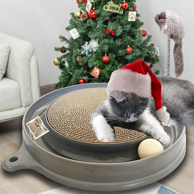 Alt view image 7 of 7 - Cat Scratcher Toy with Ball Track for Indoor Cats and Kittens, Gray | 3 in 1 Interactive Cat Toy, Cat Scratch Pad with Cat Ball Toy and Cat Mouse Toy, for Chasing Exercise, Protect Furniture