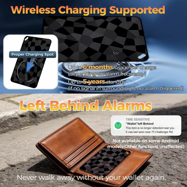 Alt view image 5 of 7 - (2 Pack) Wallet Tracker Card (iOS & Android) Ultra-Thin Bluetooth Smart Card Tracking Card Item Tracker Work with Apple Find My & Google Find Hub, IPX4 Rechargeable GPS Tracker for Wallet Passport