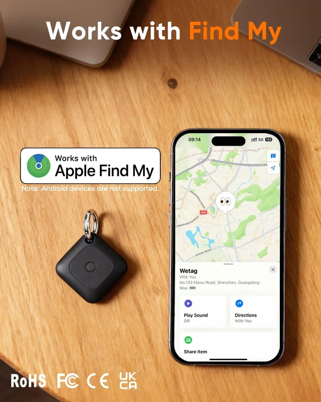 Alt view image 2 of 6 - Air Tracker Tag - MFi Certified · Works with Apple Find My (iOS Only) · Replaceable CR2032 Battery (Included) · IP67 Waterproof · 100dB · Bluetooth 5.2 · Key/Luggage/Pet Locator