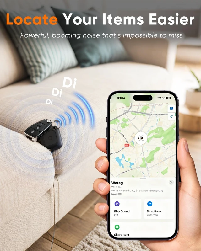Alt view image 4 of 6 - Air Tracker Tag - MFi Certified · Works with Apple Find My (iOS Only) · Replaceable CR2032 Battery (Included) · IP67 Waterproof · 100dB · Bluetooth 5.2 · Key/Luggage/Pet Locator