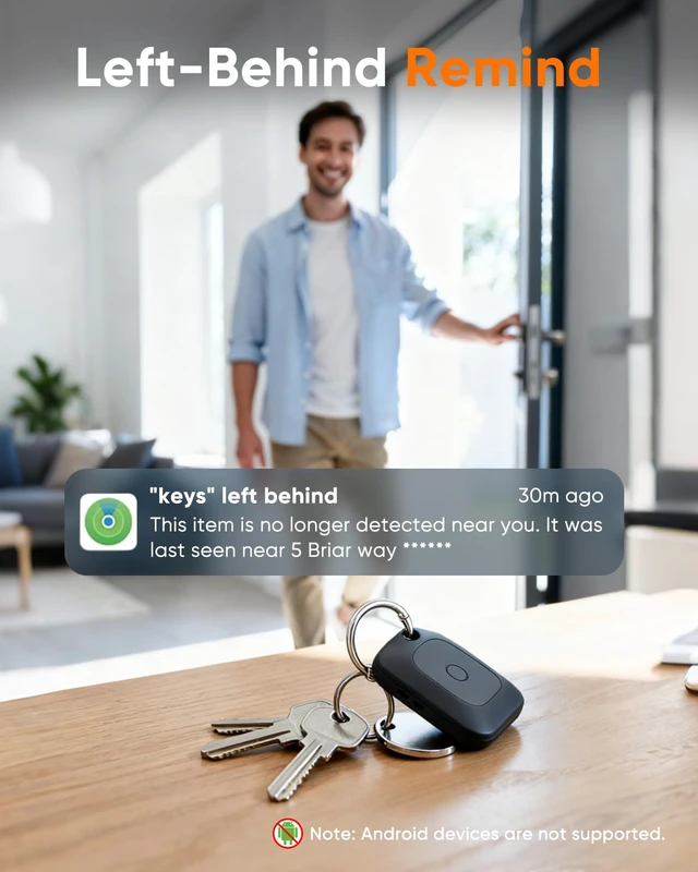 Alt view image 3 of 6 - Air Tracker Tag - MFi Certified · Works with Apple Find My (iOS Only) · Replaceable CR2032 Battery (Included) · IP67 Waterproof · 100dB · Bluetooth 5.2 · Key/Luggage/Pet Locator