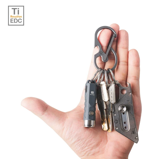 Alt view image 3 of 7 - U8 Small Keychain Carabiner Titanium EDC Clip with Bottle Opener | Heavy Duty Car Key Organizer, 8-Shaped Carabiner Quick Release Rust-Resistant for Camping Hiking and Backpack Use
