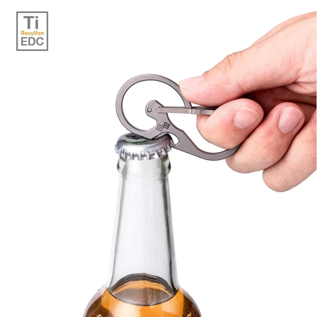 Alt view image 5 of 7 - U8 Small Keychain Carabiner Titanium EDC Clip with Bottle Opener | Heavy Duty Car Key Organizer, 8-Shaped Carabiner Quick Release Rust-Resistant for Camping Hiking and Backpack Use