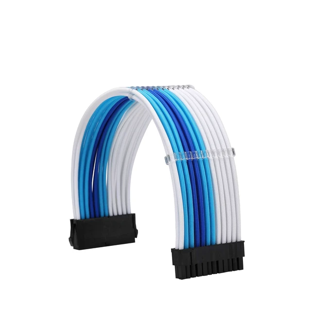 Alt view image 3 of 6 - PSU Cable Extension Kit 18AWG Sleeved, 24 Pin ATX + 8 Pin EPS + Dual 8 Pin PCI-E, Custom PC Cable Extensions with Combs for Clean Cable Management & Gaming PC Build (White Sky Blue Blue)