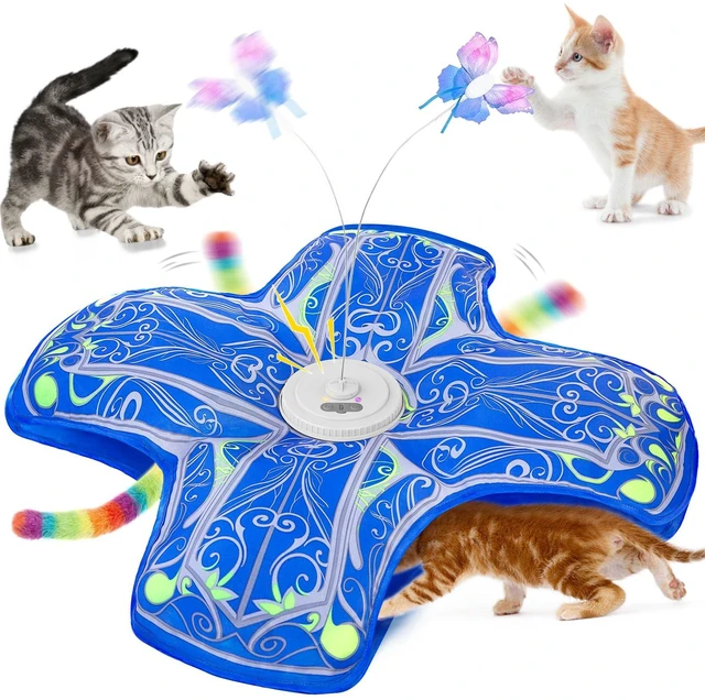 Main image of Interactive Cat Toys for Indoor Cats,Automatic Kitten Tunnel Toy | Rechargeable Touch Activated, Hide and Seek Design, Colorful Fluffy Tail & Butterfly, Cat Enrichment Toy for Bored Cats