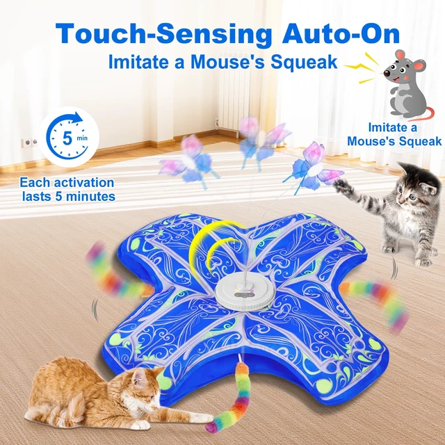 Alt view image 3 of 6 - Interactive Cat Toys for Indoor Cats,Automatic Kitten Tunnel Toy | Rechargeable Touch Activated, Hide and Seek Design, Colorful Fluffy Tail & Butterfly, Cat Enrichment Toy for Bored Cats