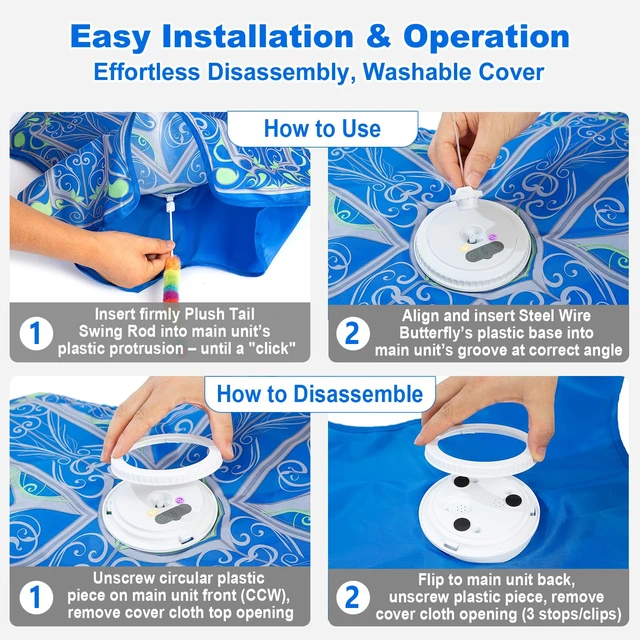 Alt view image 6 of 6 - Interactive Cat Toys for Indoor Cats,Automatic Kitten Tunnel Toy | Rechargeable Touch Activated, Hide and Seek Design, Colorful Fluffy Tail & Butterfly, Cat Enrichment Toy for Bored Cats