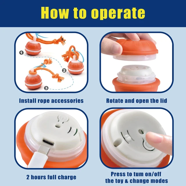 Alt view image 7 of 7 - BIONEMAGILI Self-Rolling Dog Ball - Touch-Activated Interactive Dog Toys with 3 Modes & Bird Chirping Sounds |Puppy-Proof TPR Material (for Small/Medium Dogs 11-55 lbs) Blue and Orange (Orange)