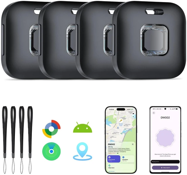 Main image of Air Tracker Tags-4 Pack for iOS & Android, Smart Tag for Key, Bag, Pet | Dual System Luggage Tracker Compatible with Apple Find My & Google Find Hub App, Bluetooth Key Finder Replaceable Battery