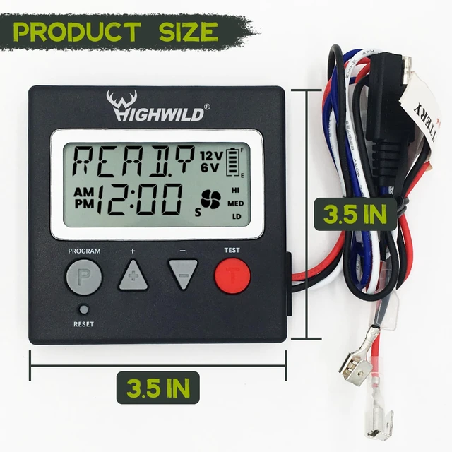 Alt view image 4 of 6 - 6V/12V Universal Game Feeder Digital Timer | Up to 8 Feed Times Deer Feeder Timer with Adjustable Feed Duration, Motor Speed, LCD Display, and Memory Function for Hunting
