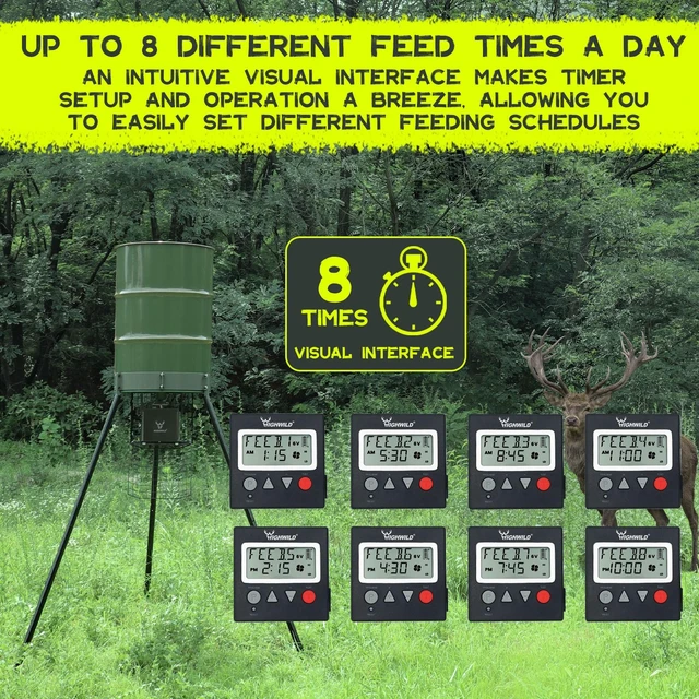 Alt view image 5 of 6 - 6V/12V Universal Game Feeder Digital Timer | Up to 8 Feed Times Deer Feeder Timer with Adjustable Feed Duration, Motor Speed, LCD Display, and Memory Function for Hunting