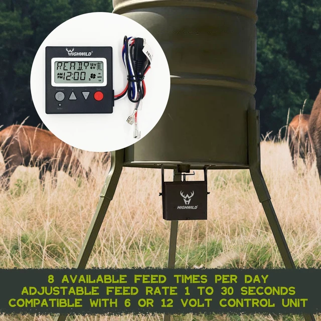 Alt view image 6 of 6 - 6V/12V Universal Game Feeder Digital Timer | Up to 8 Feed Times Deer Feeder Timer with Adjustable Feed Duration, Motor Speed, LCD Display, and Memory Function for Hunting