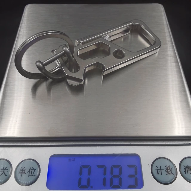 Alt view image 6 of 7 - Titanium Carabiner Clip,Multifunctional EDC Keychain with D Ring | This Keychain functions as a bottle opener, flathead screwdriver, Phillips screwdriver, wrench, and bicycle spoke wrench