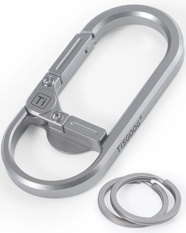 Main image of Titanium Carabiner Keychain Clip, Minimalist Keychain Key Clip, EDC Quick Release Hooks with Bottle Opener, Gift for Men (Sliver)