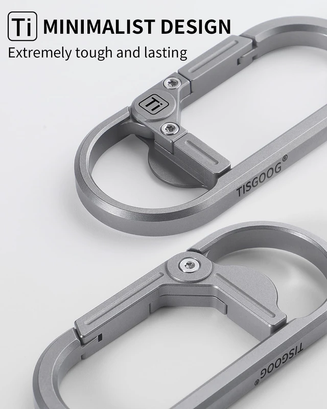 Alt view image 2 of 7 - Titanium Carabiner Keychain Clip, Minimalist Keychain Key Clip, EDC Quick Release Hooks with Bottle Opener, Gift for Men (Sliver)