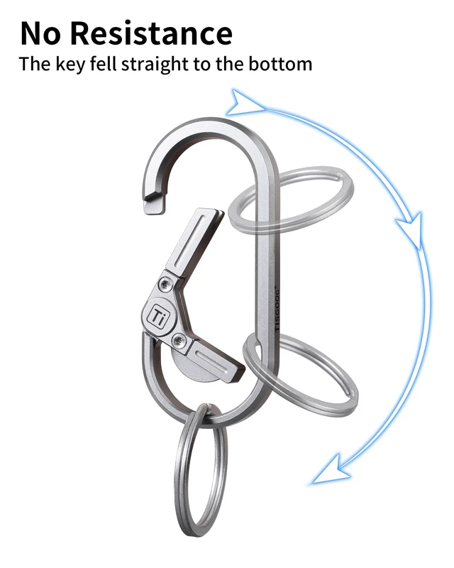 Alt view image 4 of 7 - Titanium Carabiner Keychain Clip, Minimalist Keychain Key Clip, EDC Quick Release Hooks with Bottle Opener, Gift for Men (Sliver)