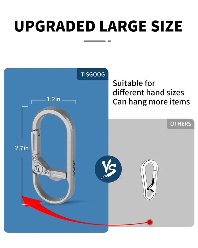 Alt view image 7 of 7 - Titanium Carabiner Keychain Clip, Minimalist Keychain Key Clip, EDC Quick Release Hooks with Bottle Opener, Gift for Men (Sliver)