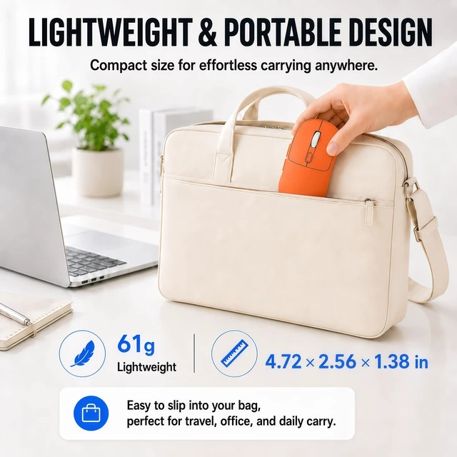 Alt view image 7 of 7 - -M1 Bluetooth Wireless Mouse for MacBook/Laptop/Mac - Orange | 4-Mode Connections Multi-Device, 3-level DPI, Mouse Jiggler, Silent Click, Ergonomic, Side Buttons, Type-C Rechargeable