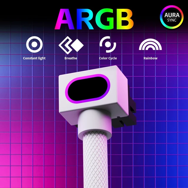 Alt view image 2 of 6 - 8PIN PSU CPU Extension Cable,ARGB PC Cable with 5V 3Pin,18AWG 90°Right-Angle Design for Cleaner PC Builds.30CM(White-CPU)