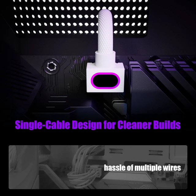 Alt view image 4 of 6 - 8PIN PSU CPU Extension Cable,ARGB PC Cable with 5V 3Pin,18AWG 90°Right-Angle Design for Cleaner PC Builds.30CM(White-CPU)