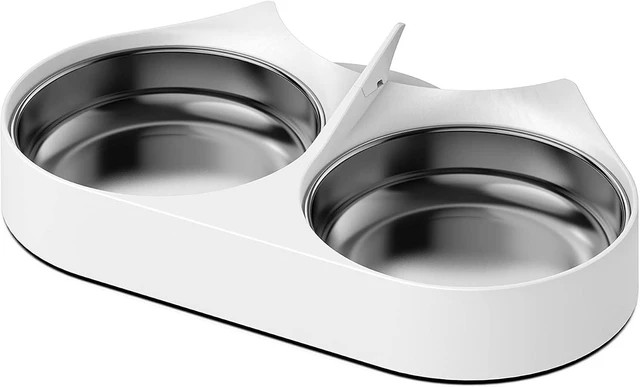 Main image of Pet Food Splitter with Stainless Steel Bowls, Automatic Cat Feeder Bowls for Two Cats or Dogs, Suitable for PETLIBRO Automatic Cat Feeder PLAF005, PLAF006, PLAF103, PLAF203, White