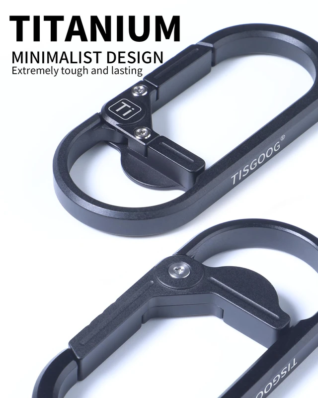 Alt view image 2 of 7 - Titanium Carabiner Keychain Clip, Minimalist Keychain Key Clip, EDC Quick Release Hooks with Bottle Opener, Gift for Men (Black)