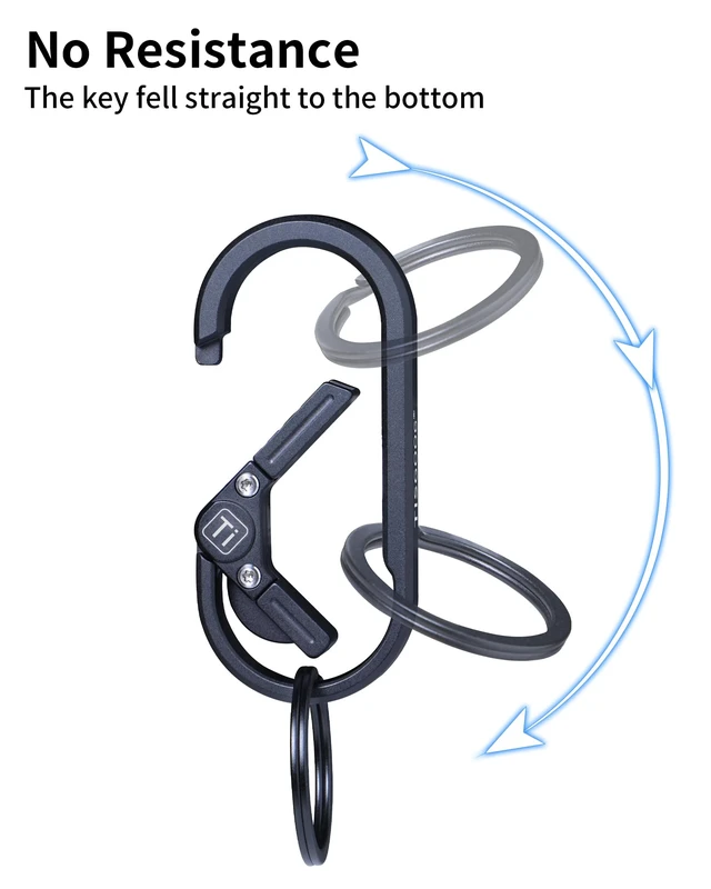 Alt view image 4 of 7 - Titanium Carabiner Keychain Clip, Minimalist Keychain Key Clip, EDC Quick Release Hooks with Bottle Opener, Gift for Men (Black)