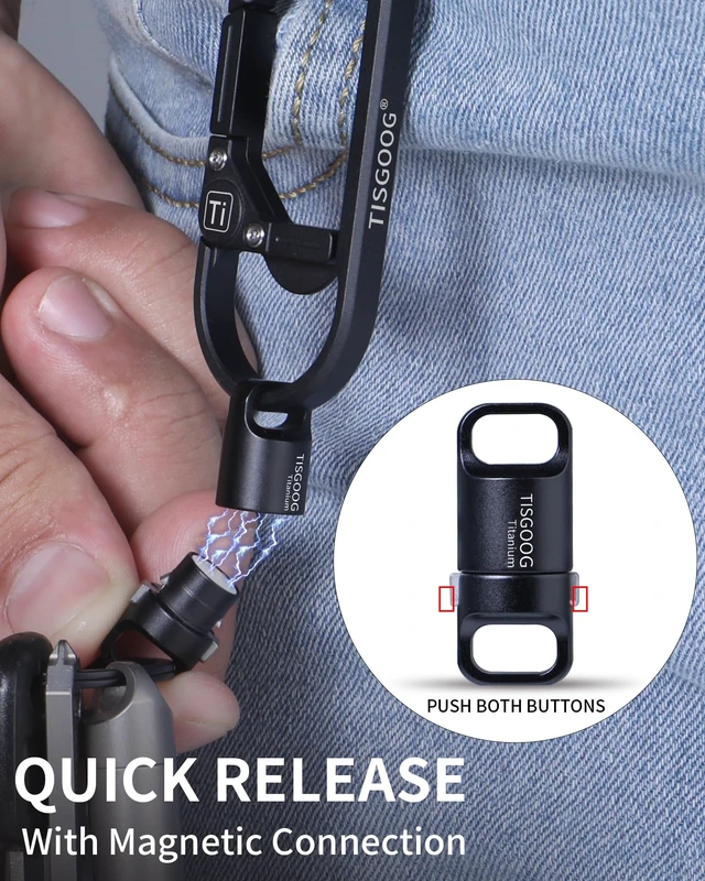 Alt view image 7 of 7 - Titanium Carabiner Keychain Clip, Minimalist Keychain Key Clip, EDC Quick Release Hooks with Bottle Opener, Gift for Men (Black)