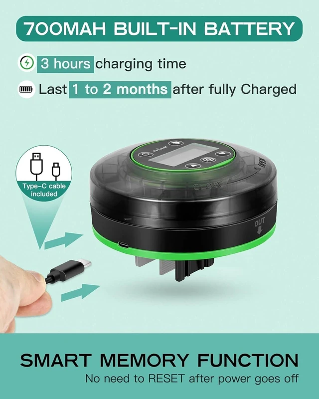 Alt view image 5 of 7 - Automatic Fish Feeder for Aquarium Portion Control & Moisture-Proof | USB-C Rechargeable Auto Fish Food Dispenser with Timer, LCD Display, Vacation Precision Feeding for Small Tank Betta Turtle
