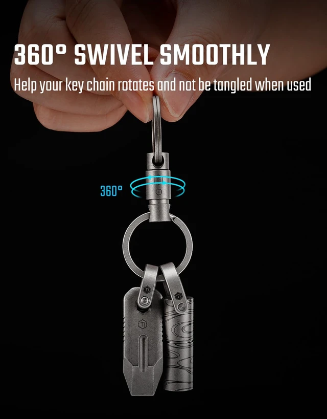 Alt view image 4 of 7 - KA50 Titanium Quick Release Keychain with Lock Swivel Key Clip with Box Opener Tip EDC Key Holder for Everyday Carry