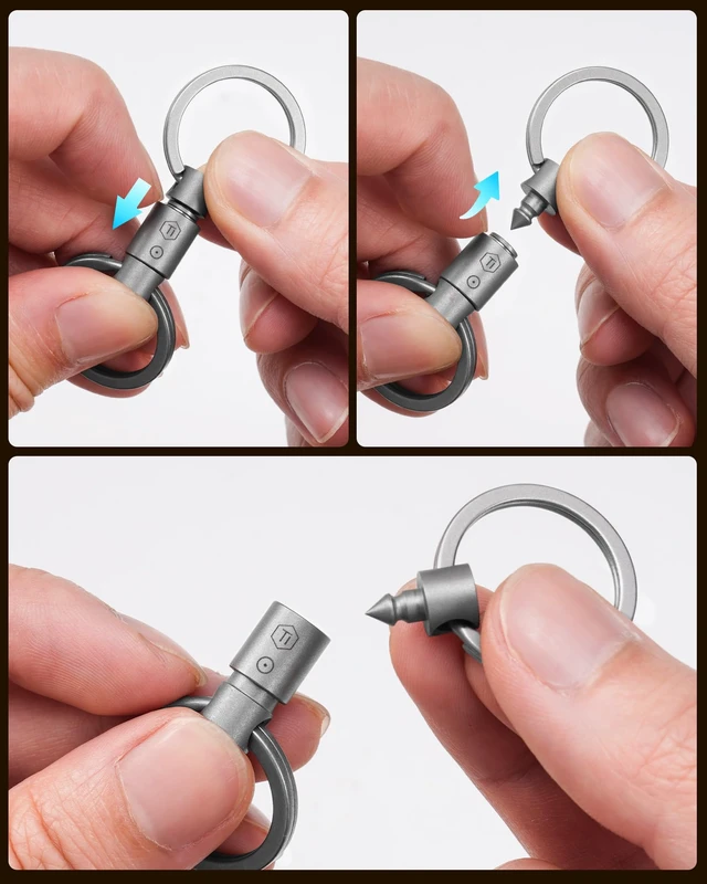 Alt view image 7 of 7 - KA50 Titanium Quick Release Keychain with Lock Swivel Key Clip with Box Opener Tip EDC Key Holder for Everyday Carry