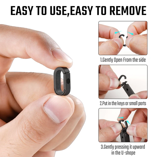 Alt view image 3 of 7 - KA42BK 10PCS Mini Split Key Ring Quick Release Key Organizer, Titanium Carabiner Keychain Liner for Connecting Home Car Keys