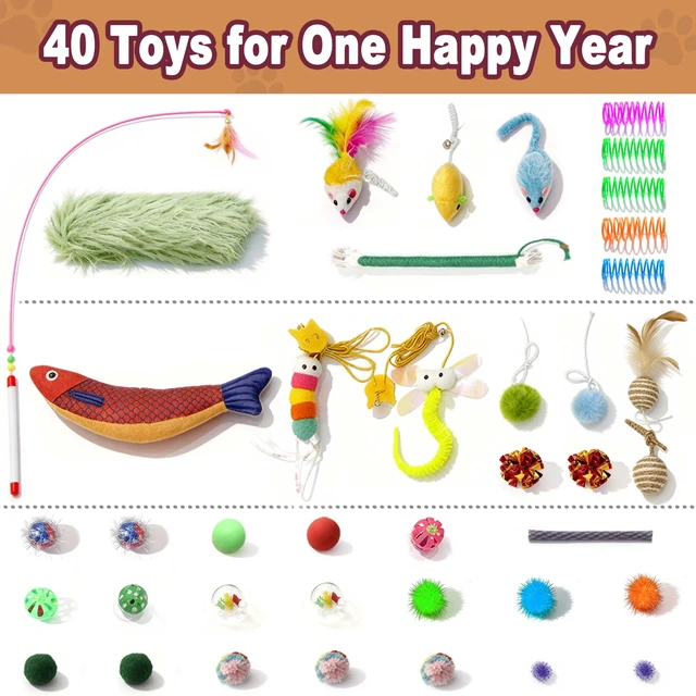 Alt view image 5 of 7 - 41 Pcs Interactive Cat Toys for Indoor Cats, Kitten Toys | with Soft Pillow, Catnip Toys, Chew Rope, Feather Wand, Springs, Balls, Cat Gifts
