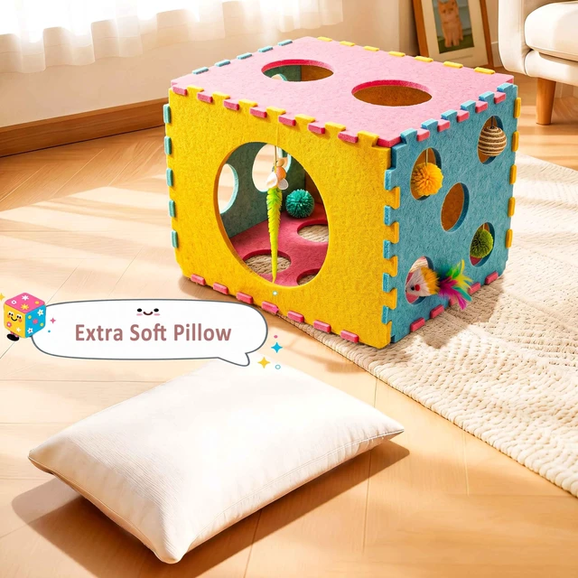 Alt view image 6 of 7 - 41 Pcs Interactive Cat Toys for Indoor Cats, Kitten Toys | with Soft Pillow, Catnip Toys, Chew Rope, Feather Wand, Springs, Balls, Cat Gifts