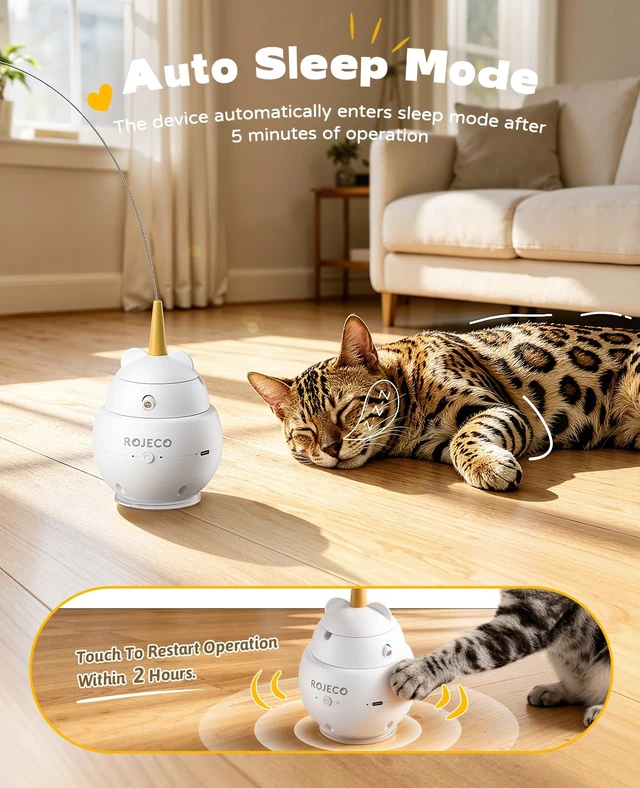 Alt view image 4 of 7 - 2-in-1 Cat Laser Toy, Flying Bird Interactive Toy for Indoor Cats | 360° Auto Rotation,3 Play Modes,Independently Controlled Laser,Replaceable Bird Accessory,Engaging Play For Bored Indoor Cats