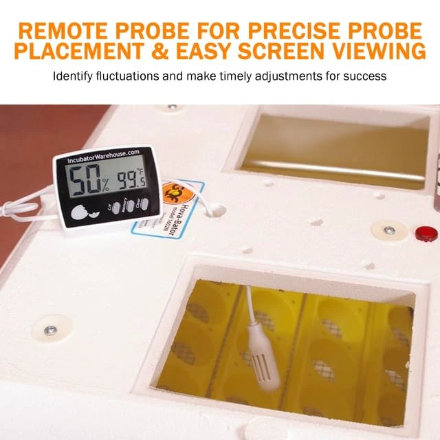 Alt view image 7 of 7 - Plus Digital Thermometer and Hygrometer for Egg Incubator | Large Digital Display with Min/Max Memory, Remote Sensor Probe, Reads Celsius and Fahrenheit +/-1° 1109, Easy Installation
