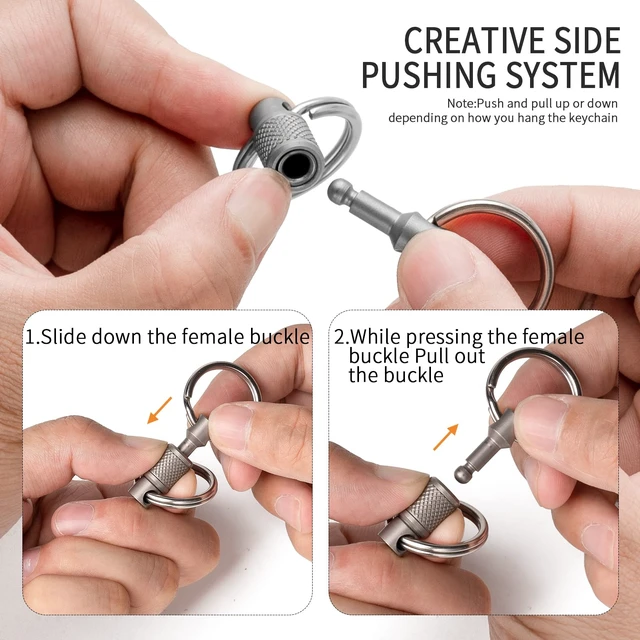 Alt view image 4 of 7 - Titanium Quick Release Keychain, Detachable Pull Apart Key Chain | Easy Access, Tangle-Free 360° Swivel, Rustproof and Durable, for Valet Car Home Key Storage