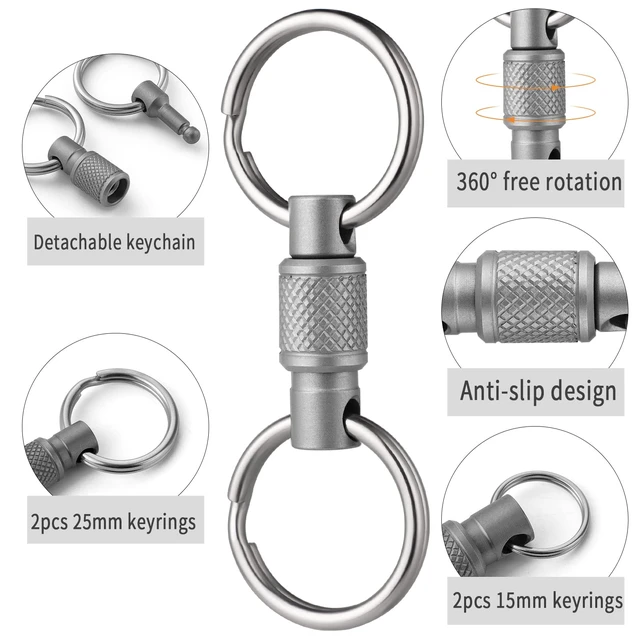 Alt view image 3 of 7 - Titanium Quick Release Keychain, Detachable Pull Apart Key Chain | Easy Access, Tangle-Free 360° Swivel, Rustproof and Durable, for Valet Car Home Key Storage