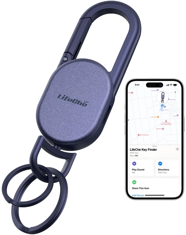 Main image of Find My Key Finder, Stainless Steel Keychain, Rechargeable Tracker | Premium stainless steel key finder with Apple Find My compatibility, rechargeable battery dual key ring for everyday use