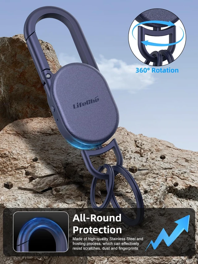 Alt view image 5 of 6 - Find My Key Finder, Stainless Steel Keychain, Rechargeable Tracker | Premium stainless steel key finder with Apple Find My compatibility, rechargeable battery dual key ring for everyday use