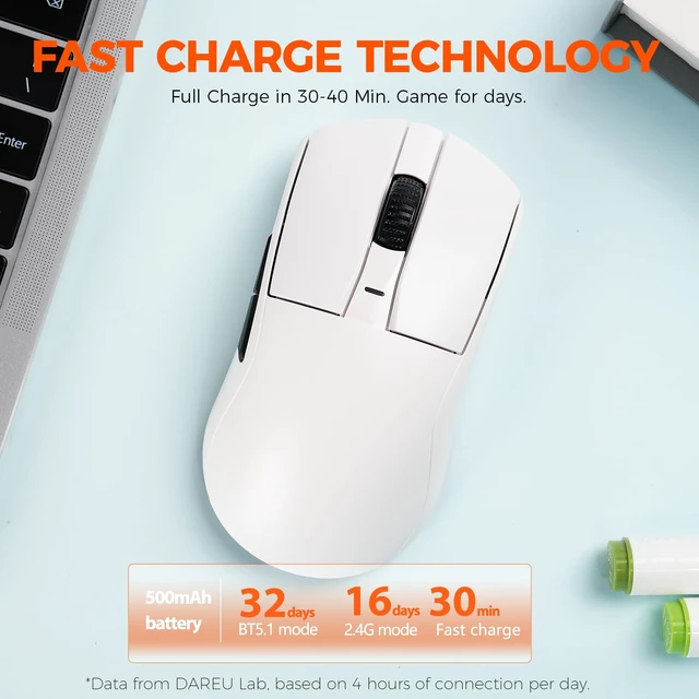 Alt view image 4 of 7 - A950GM Tri-Mode Wireless Gaming Mouse,26K DPI,60g Lightweight | P3395 Optical Sensor,30-40min Fast Charge,2.4G/BT/Wired,5 Programmable Buttons,128H playtime,Symmetrical,for PC/Laptop/Mac
